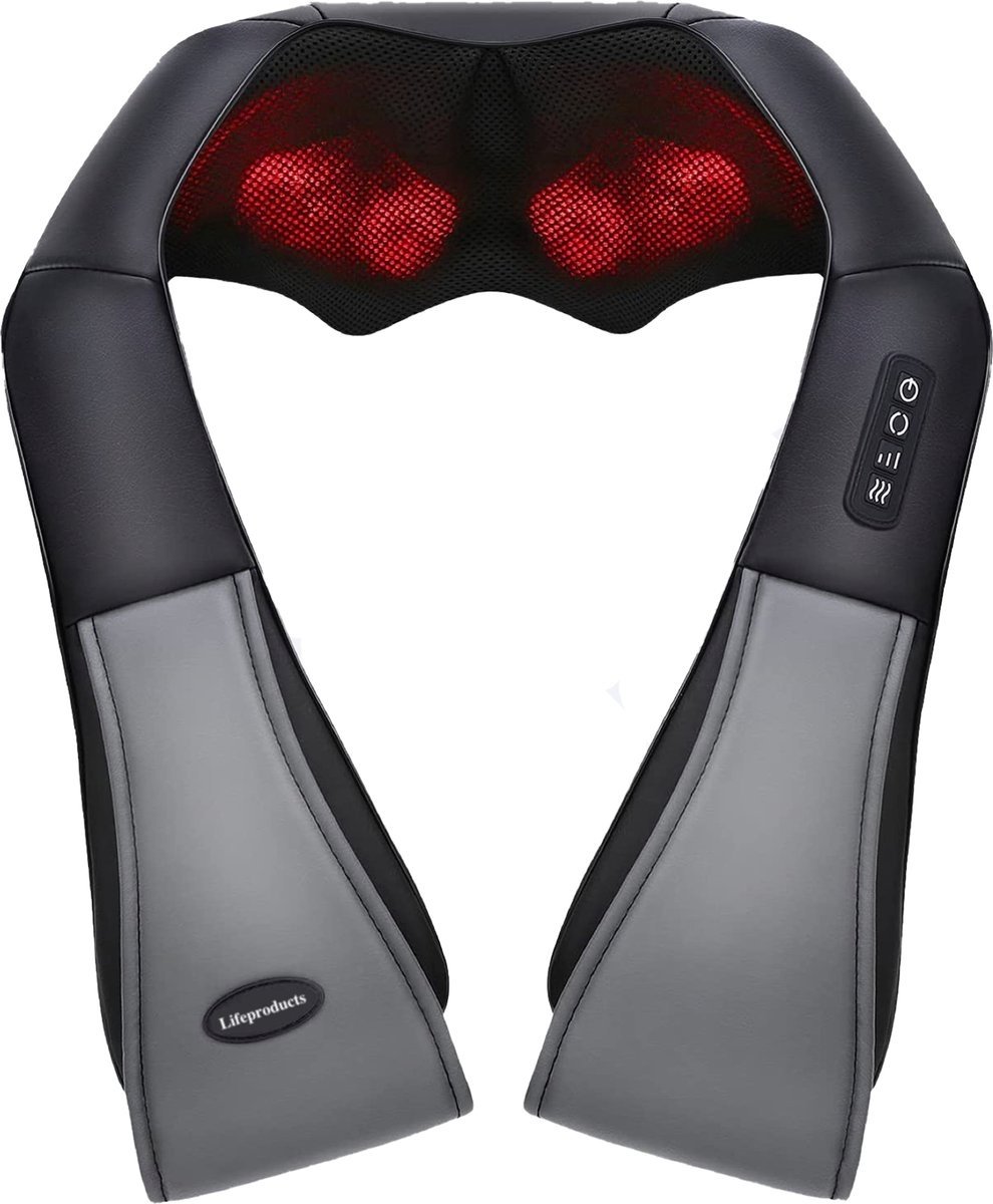 Lifeproducts - Shiatsu Massagekissen - für Nacken & Rücken - mit Wärmefunktion - Schwarz