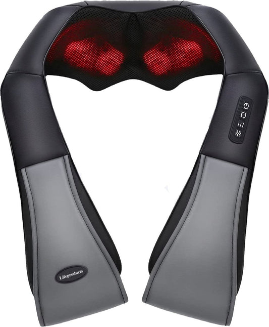 Lifeproducts - Shiatsu Massagekissen - für Nacken & Rücken - mit Wärmefunktion - Schwarz