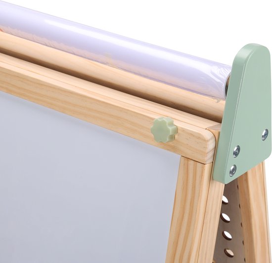 Sunny Mika Aktivitäts-Esel – Kinder-Esel aus Holz – Spiel-Esel mit Whiteboard, Kreidetafel, Magnettafel und Stecktafel – Inklusive Papierrolle, Magneten, Kreiden, Radiergummi, Zubehör für die Stecktafel und mehr – Lernspielzeug