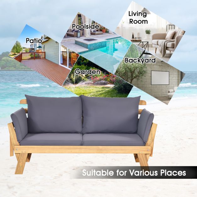 Coast Gartenbank - Schlafsofa - Inkl. Kissen - Max. 320 kg - 198 x 75 x 75 cm - Holz + Grau