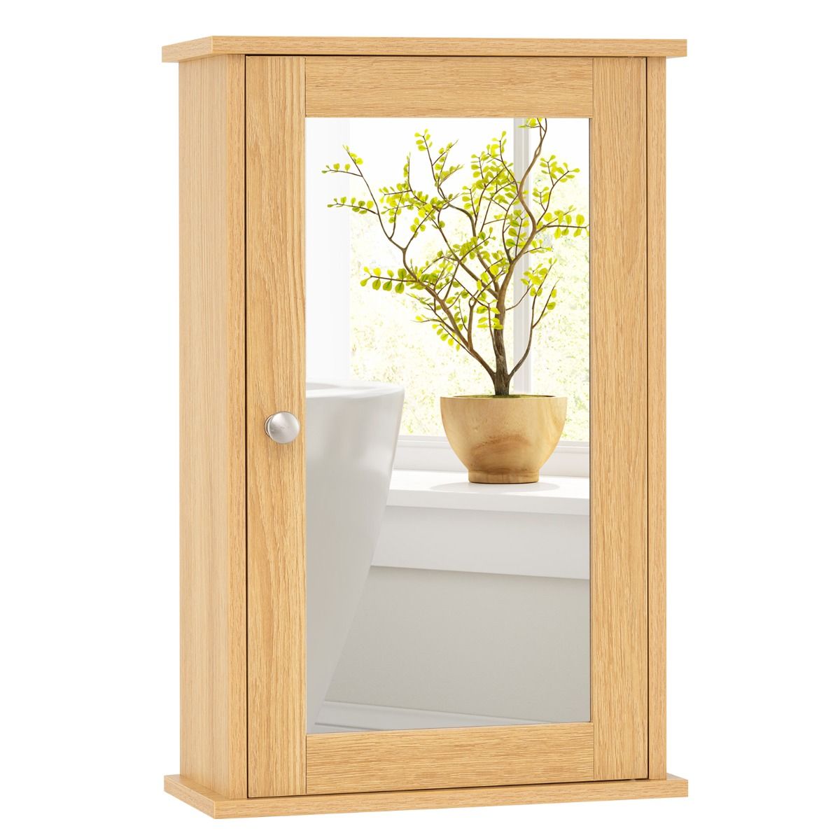 Coast Badezimmerschrank mit Spiegel – beidseitig öffnende Tür – verstellbares Regal – Natur