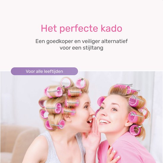 Lockenwickler-Set 18 Rollen - Inkl. 20 Haarspangen - Groß - Ohne Hitze - 3 Größen - blau/rosa