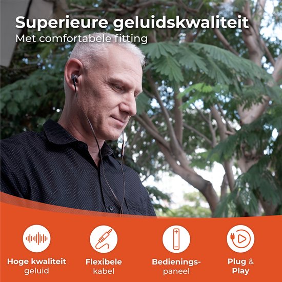 Nuvance - Ohrhörer mit Kabel - 3,5-mm-Klinkenanschluss - Ohrhörer mit Kabel - In-Ear-Kopfhörer mit Kabel und Mikrofon - Schwarz