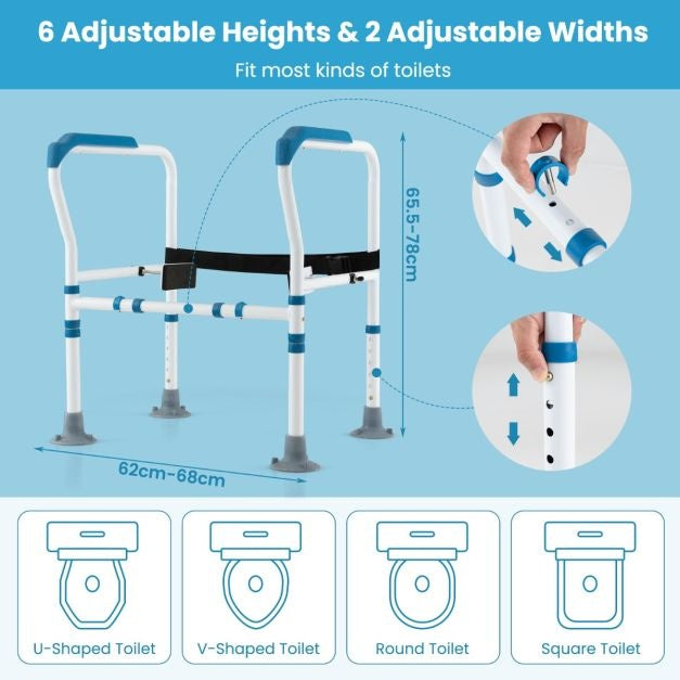 Coast Toilettenständer - 6-fach verstellbar, Anti-Rutsch, Senioren - B 62-68 x H 65,5-78 cm - Carbonstahl/HDPE - Blau/Weiß