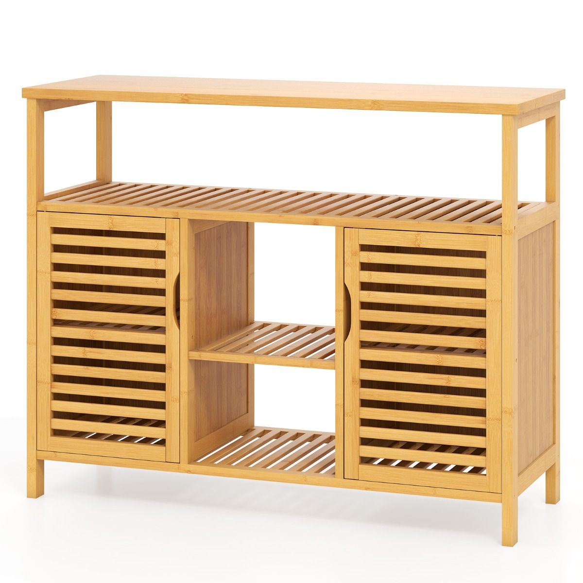 Coast Bambus-Badezimmerschrank – 2 Türen – offene Regalböden – natur – 100 x 35 x 80 cm