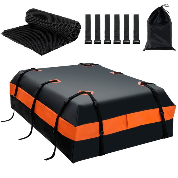 Costway Dachträger - Wasserdicht & Inkl. Anti-Rutsch-Matte - 560 Liter - 132 x 100 x 43 cm - Schwarz/Orange