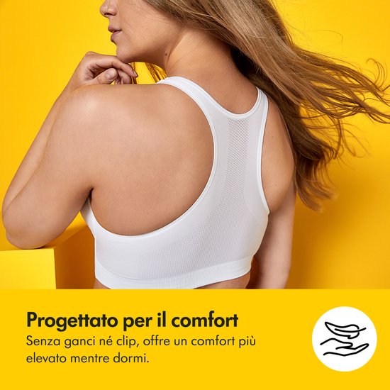 Medela Keep Cool Sleep-BH – Nahtloser Schlaf-BH – Schwangerschafts-BH – Still-BH mit 2 atmungsaktiven Zonen – Soft-Touch-Material – Weiß – Größe L