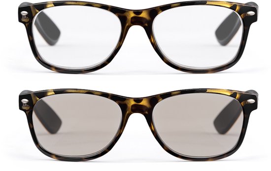 Milanoro - Praktische Lese- und Sonnenbrille in einem inklusive kostenlosem Schutzetui - Schildkrötenmotiv - +2