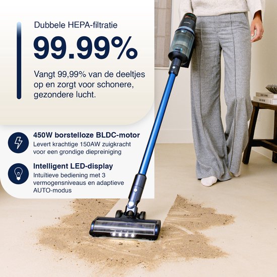Staubsauger CleanDetect 450W - Dustbuster - Kabellos - 4 Aufsätze - Staubsauger - Beutellos auf Batterie - Samako