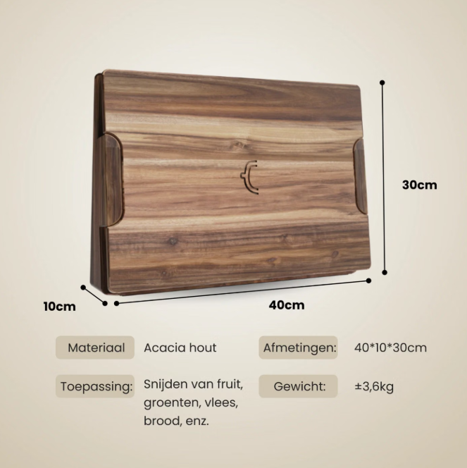 CookingTotem DuoBlock 2-in-1-Messerblock und Schneidebrett – Kompaktes Design – Exklusive Messer