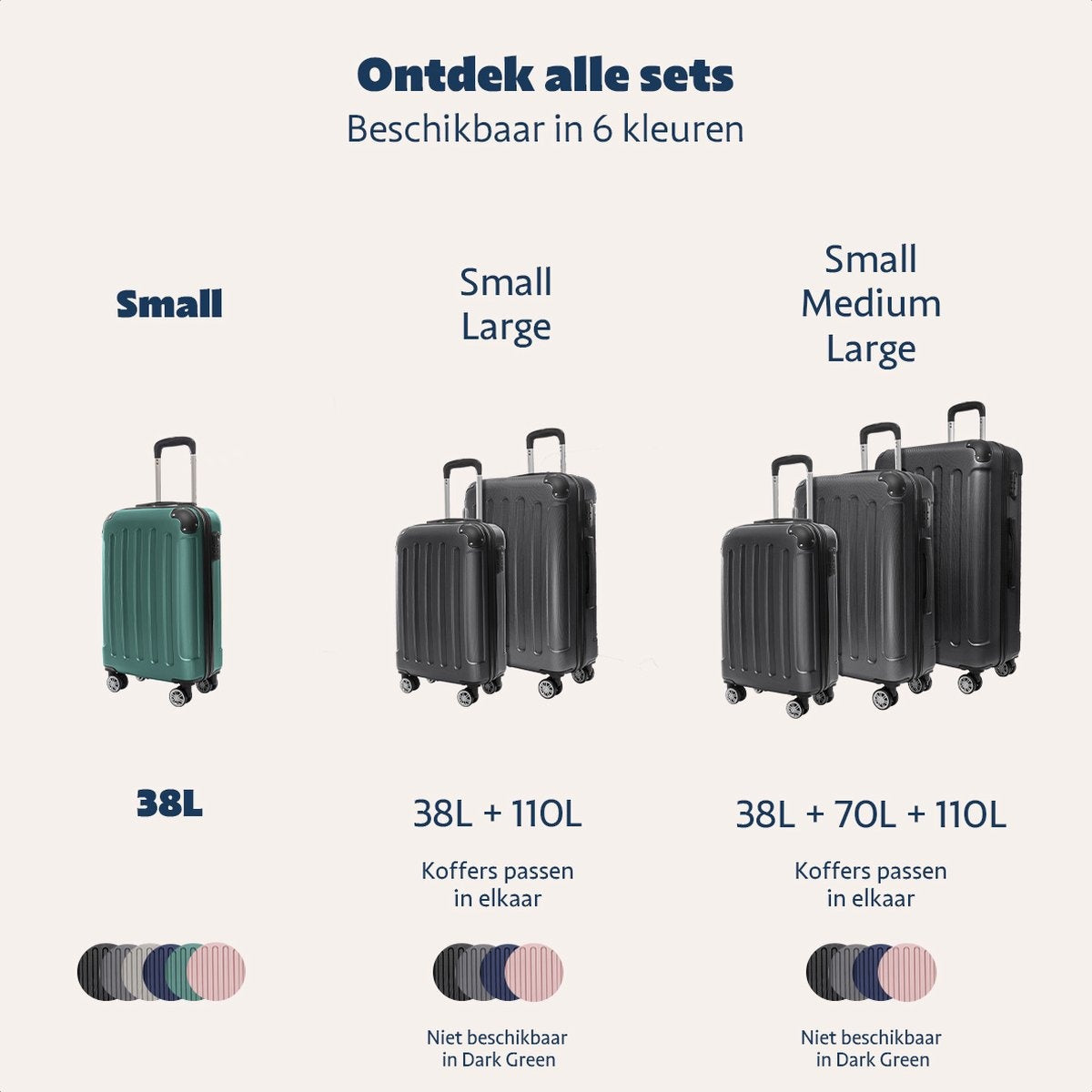 TRVLMORE - Handgepäckkoffer - 54x36x20cm - 38L - Dunkelgrün