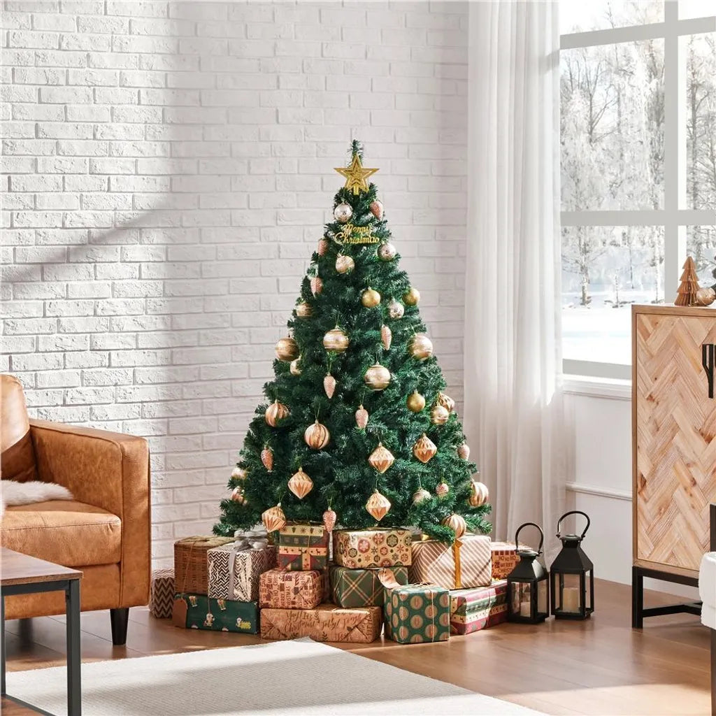 Yaheetech Künstlicher Weihnachtsbaum - 154 cm Grün - 398 Zweige - Realistisch - Klappbarer Ständer - Kompakt - Grün
