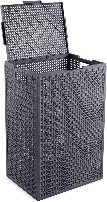 Curver Kaya Wäschekorb mit Deckel – 60 l – 38 x 29 x 58,5 cm – Anthrazit