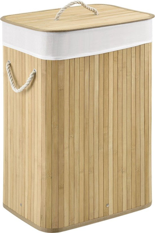 Bambus-Wäschekorb Curly - 72 L - Natur - Abnehmbarer Wäschesack
