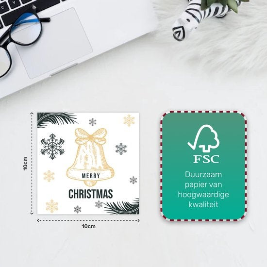 Giftmas Weihnachtskarten - Grußkarten - 52 Stück - Mit Umschlägen und Aufklebern - 10x10cm