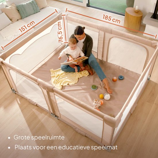 Lionelo Florence Easy Fold – Laufstall / Babybox – Lässt sich sehr schnell zusammenklappen – 150 x 180 cm – für zu Hause und im Garten – 0–48 Monate – Sicherer Laufstall – Tragetasche – Kompakt zusammengeklappt – Spielbox mit atmungsaktivem Netz – 2 Seite