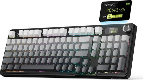ATTACK SHARK X98PRO - Kabellose mechanische Gaming-Tastatur - seitlich bedruckte PBT-Tastenkappen - TFT-Bildschirm - Multifunktions-Drehknopf - Wired/2.4G/Bluetooth Tri-Mode - Gasket Mod - 98 Tasten - Moonlit Night