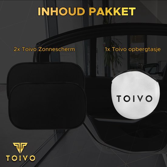 Toivo Car Sunshades 2er-Set - Selbstklebend - 31 x 51 cm - UV-Schutz - Seitenscheiben-Sonnenschutz - Sonnenschutzfenster - Für Kinder und Babys - Schwarz