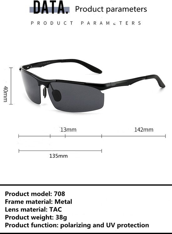 GarpexÂ® Radsportbrille - Sportbrille - Polaroid Sonnenbrille - Rennrad - Mountainbike - Motorrad - Schwarz
