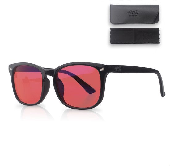 LC Eyewear Computerbrille - Blaulichtbrille ohne Stärke - Blaulichtbrille - Bildschirmbrille quadratisch - Unisex-Brille ohne Stärke - Rot