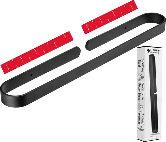 Happy Goods Handtuchhalter Bad 50 cm - Handtuchhalter Schwarz - Kein Bohren / Selbstklebend - Handtuchhalter Küche - Badezimmerregal - Handtuchhalter - Handtuchstange