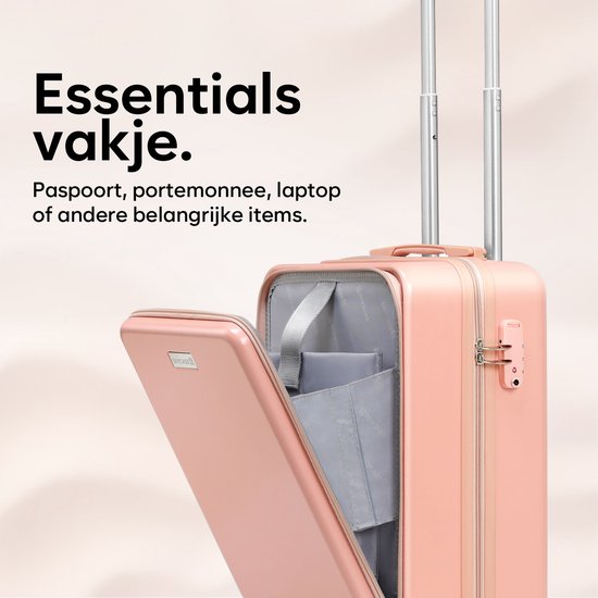 Skycases Handgepäck Koffer - 35L - Leichter Trolley - Spinner-Räder - TSA-Schloss und Laptop-Fach - Mit praktischer Fronttasche - 55 cm - Pink