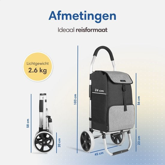 Safe Life - Einkaufswagen - mit gekühltem Fach - 45L - Schwarz/Grau