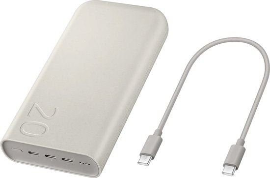 Samsung Powerbank mit Schnellladefunktion 45 W – 3x USB-C – 20.000 mAh – Beige