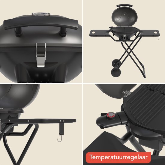 KitchenBrothers Elektrogrill – 2-in-1 – Zusammenklappbar – 2400 W – 250 °C – Schwarz