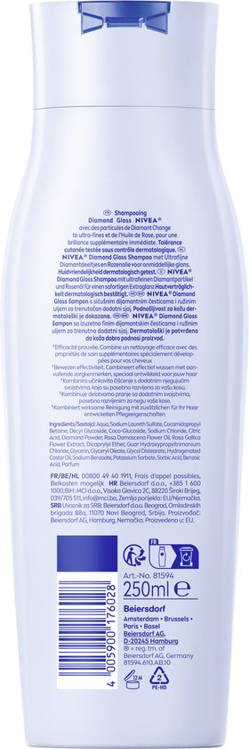 NIVEA Diamond Gloss Care Haarshampoo – mit Diamantpartikeln – Macadamiaöl – Haarshampoo – Vorteilspackung – 6 x 250 ml