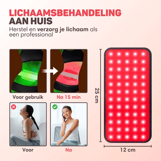 Vulpes Goods® BodyCare Infrarot-Rückenband - Tragbar - Infrarot-Therapie - Wärmeband - Für unterer Rücken, Schultern, Nacken, Beine - PRO
