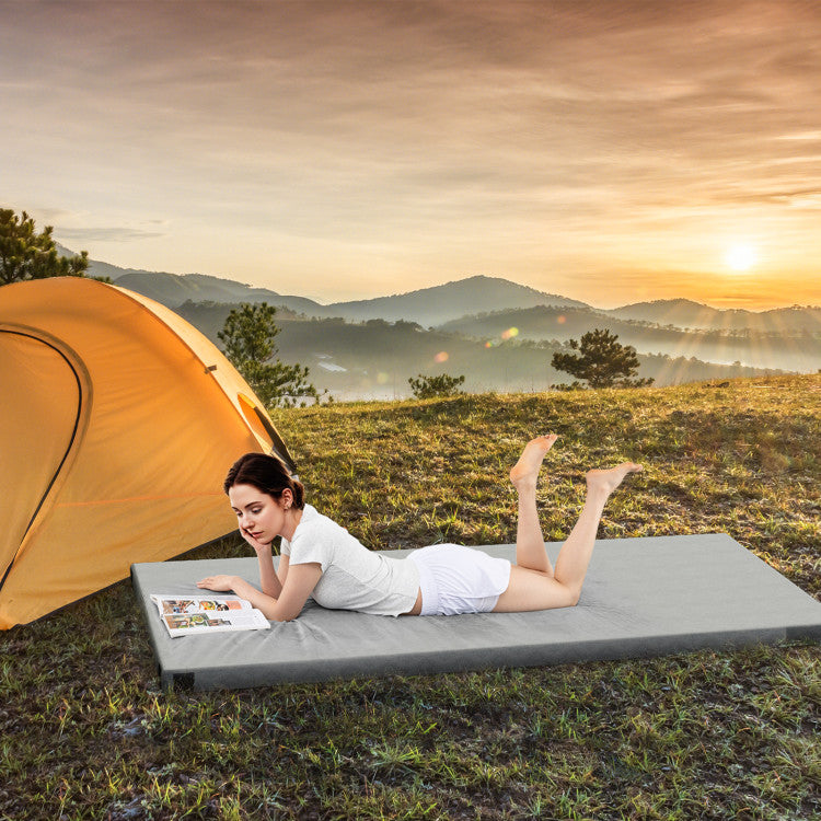 Coast faltbare graue Campingmatratze 74 x 30,5 x 6,5 cm mit Memory-Schaum und rutschfester Unterseite