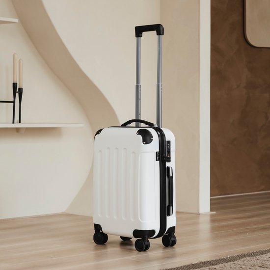 Pathsail - Handgepäck Koffer - Inkl. TSA-Schloss & Spinner-Räder - ABS - 40L x 55CM - Weiß