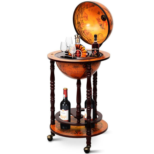 Costway - Weinregal - Globe Bar - Weinbar - Globe Bar - âŒ€ 45 cm - Braun