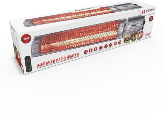 alpina Heater Terrassenheizung - Elektrisch - Innen und Außen - Infrarot - hängend - mit Fernbedienung - 2000W