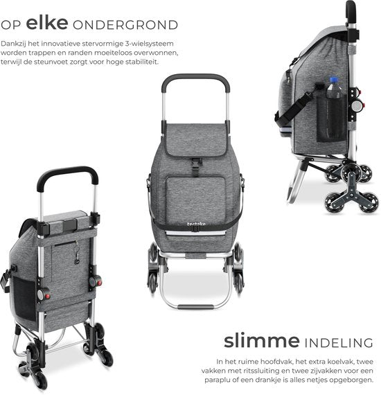 tectake® 3-in-1-Einkaufswagen mit Kühlfach – 4 treppenfähige Räder – zusammenklappbar – 56 l Fassungsvermögen – Einkaufswagen – Einkaufswagen - Auch als Sackkarre und Einkaufstasche verwendbar – Mit Schlüsselanhänger und Einkaufswagenmünze