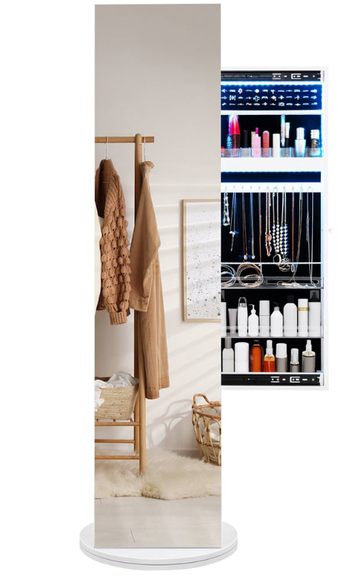 costway Swivel Jewelry Cabinet mit Ganzkörperspiegel