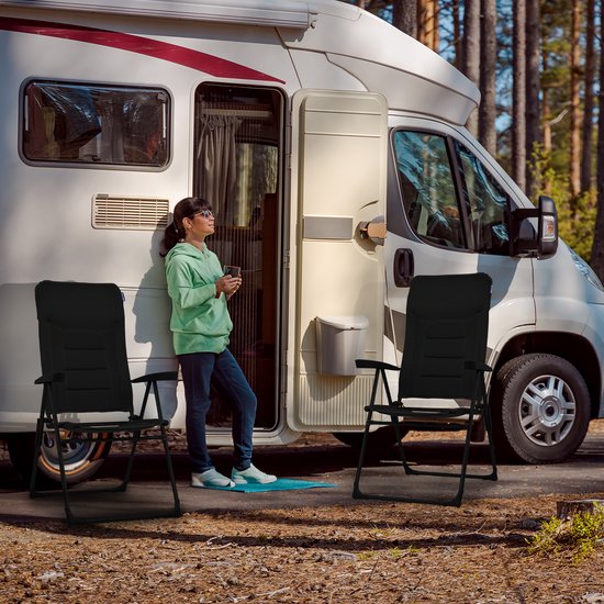 TRVLMORE Campingstuhl - 7 Positionen - Duo Pack - 120 kg Belastbarkeit - Liegeposition - Klappstuhl - Klappstuhl - Schwarz