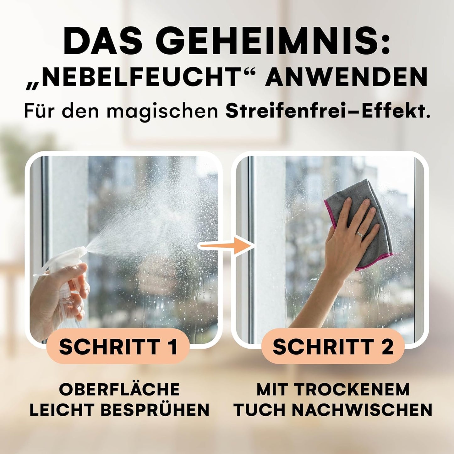 Lavandola® 6er-Pack Carbon-Mikrofasertücher für Fenster, 30 x 30 cm – 450 g/m² – streifenfrei & besonders saugfähig – Glas, Spiegel & Auto