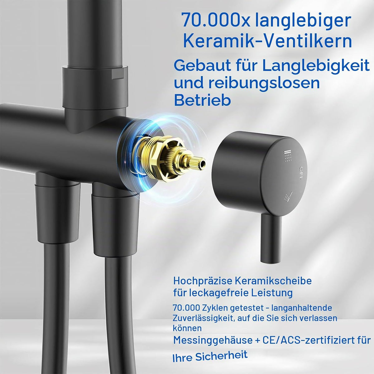 Homelody Regenduschen-Set ohne Wasserhahn – Handbrause mit 4 Einstellungen – Kopfbrause 9 Zoll – Höhe 101,4 cm – Edelstahl – Mattschwarz