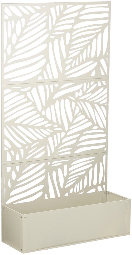 Mica Decorations Sapri Pflanzenstütze – Pflanzkübel mit Klettergitter für Kletterpflanzen – Pflanzenständer, freistehend oder an der Wand – 92 x 33 x 174 cm – Off White