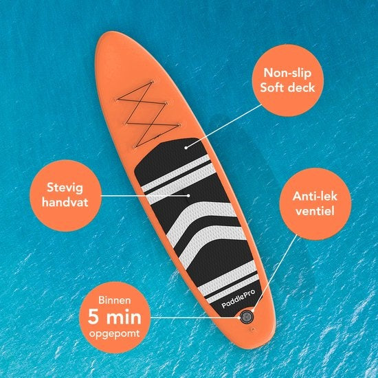 LifeGoods - SUP Board & Aufblasbares Paddle Board - 320x81 cm - Orange PVC - Stabil & Allround - Inklusive Komplettset - Maximales Tragegewicht 135 kg