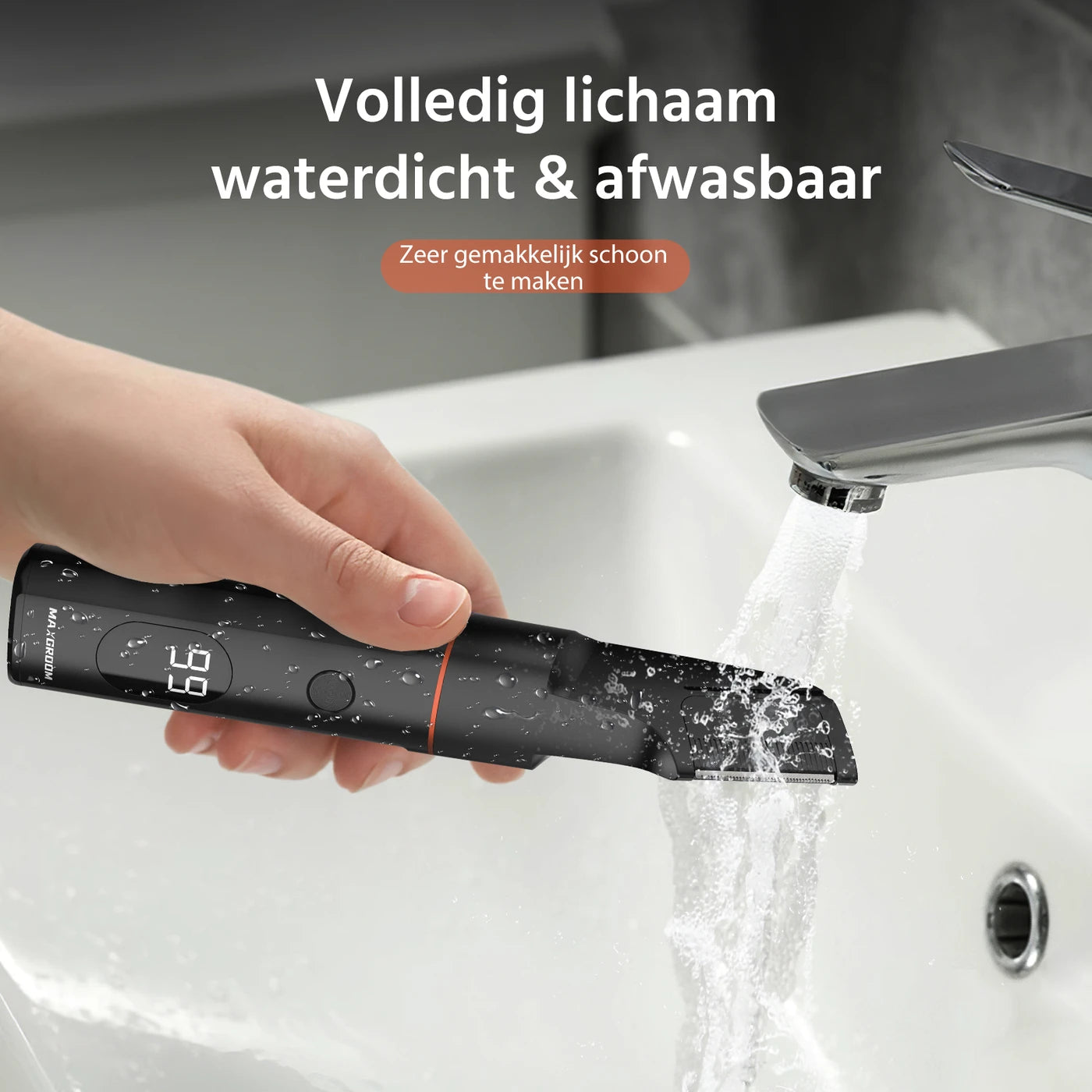 MAXGROOM 7-in-1-Körpertrimmer – kabellos – 1–9 mm – IPX6 wasserdicht – 90 Min. – LED-Anzeige – magnetische Aufsätze