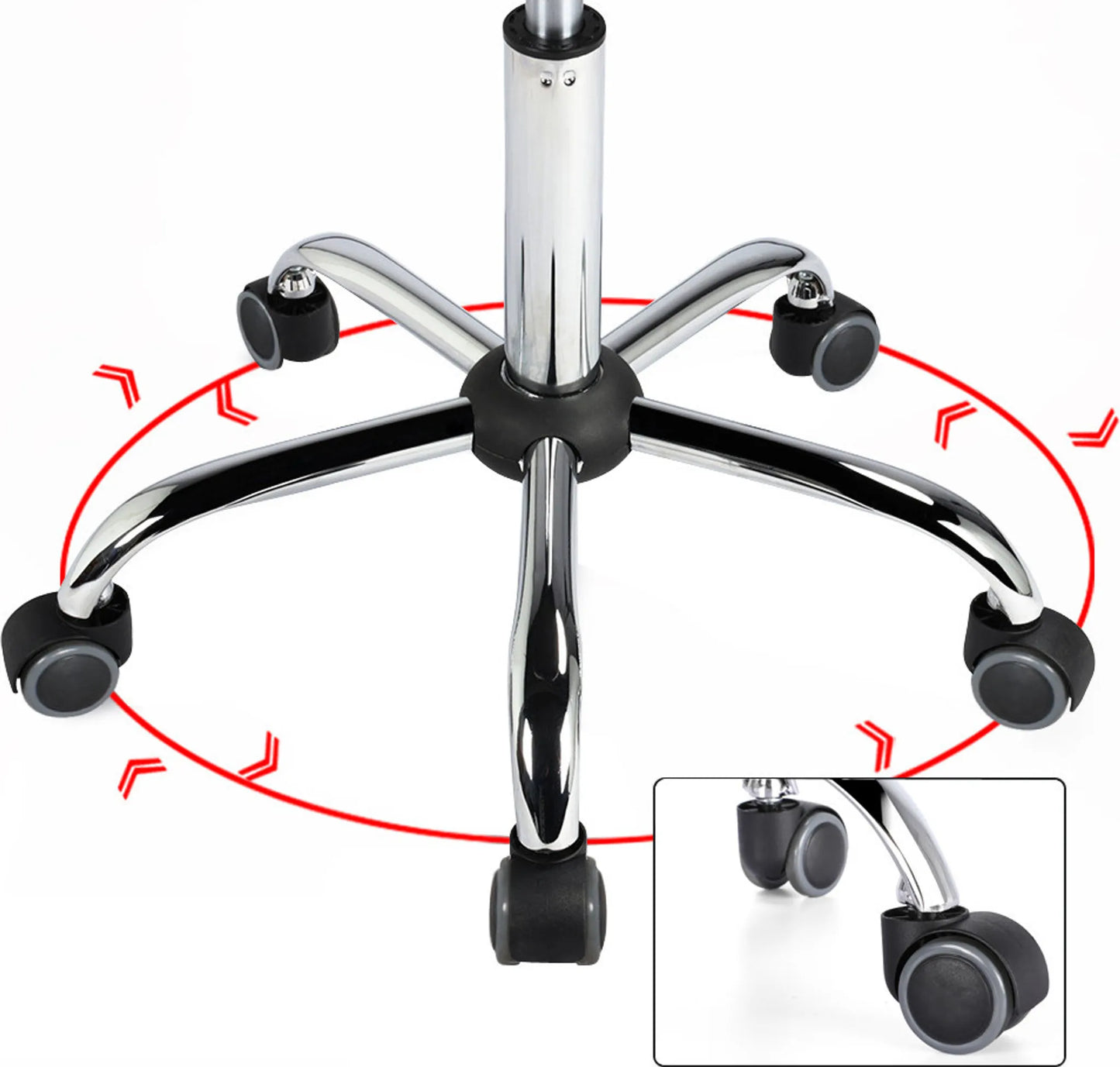 Yaheetech Barhocker auf Rädern mit Rückenlehne - Mit höhenverstellbarem Gaslift und 360° drehbarem Sitz und Chromgestell - Für Kücheninsel und Lounge - Schwarzes PU-Kunstleder und Metall - 52 x 52 x 55,5-70 cm