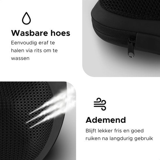 Qumax Massagekissen kabellos - Wiederaufladbar - Wärmefunktion - Elektrisches Shiatsu-Massagekissen - Schwarz