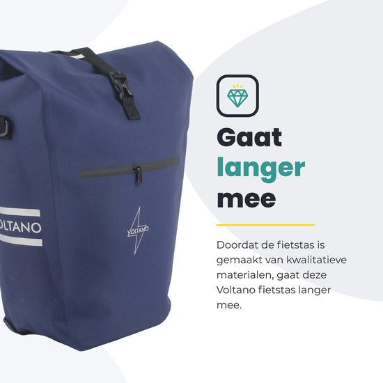 Voltano Luxe E-Bike Gepäcktasche 28L - Marineblau - Gepäckträgertasche mit Laptop-Fach - 100% wasserdicht - mit Schultergurt