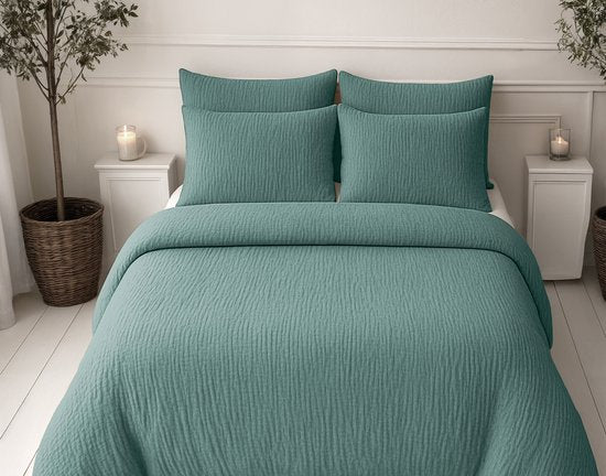 Sleeptime 2-in-1-Mousseline-Bettdecke – Bettdecke ohne Bezug, inklusive Kissenbezug – 240 x 200 – Grün