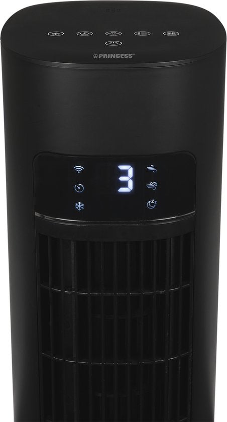 Princess Smart Luftkühler – App & Fernbedienung – Luftkühler – 3 l Wassertank – 3 Schwenkstufen – 60 W – 358670 – Schwarz