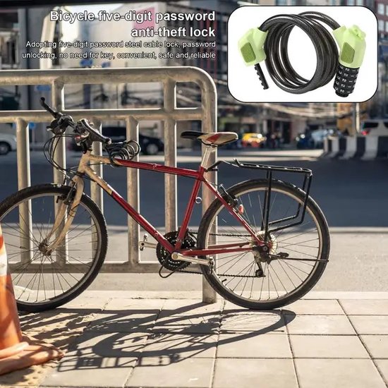 Garpex® Bicycle Lock Digit Lock - Digit Lock Fahrrad oder Elektroroller - Kabelschloss Vorhängeschloss - Schwarz mit Bügelbefestigung