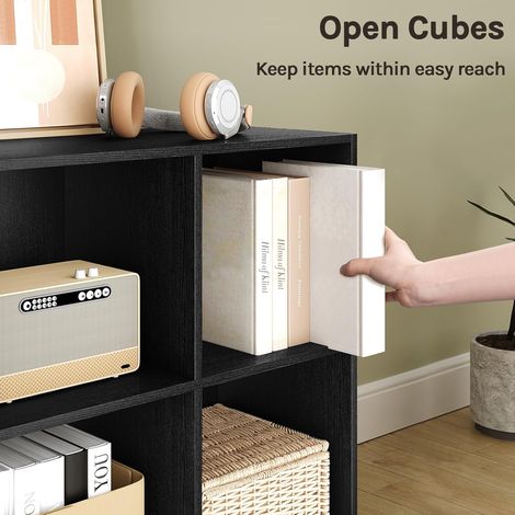 WOLTU Bücherregal Schwarz – 59,6 x 29 x 59,8 cm – 4 Fächer – Melamin